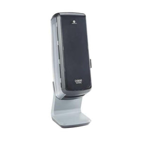 Georgia-Pacific Dixie Ultra tower dispenser, black front view, one-at-a-time dispensing.