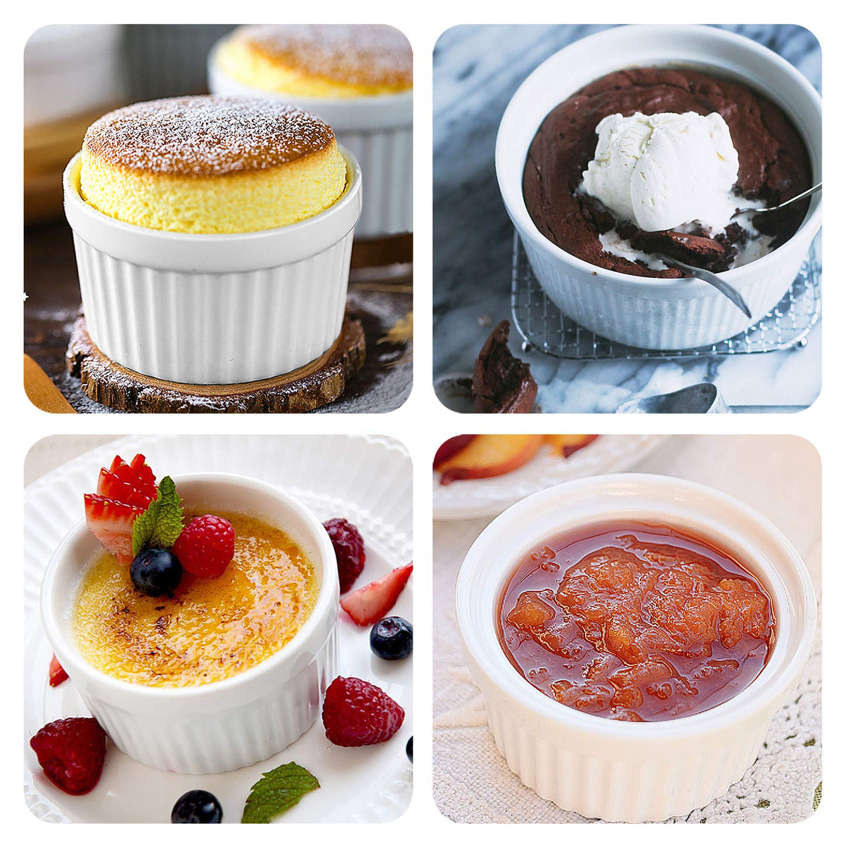 GPYG oven-safe ramekins in white porcelain for baking.