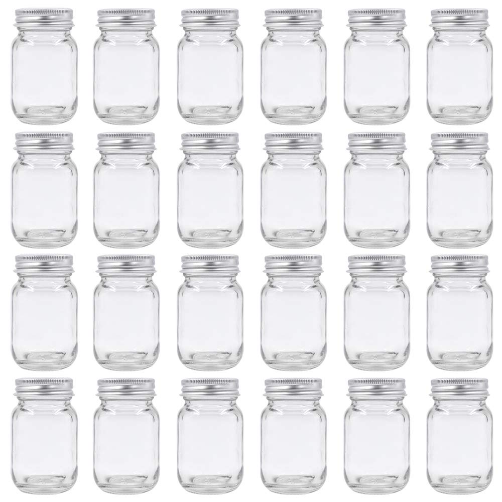 GPK4ALL 2oz mason jar with silver lid front view showing clarity and shine.