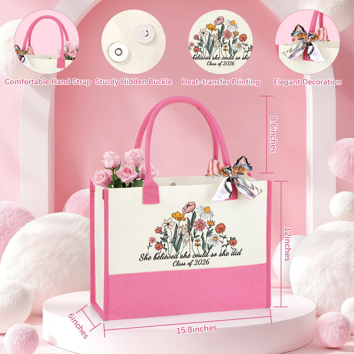 GQDECOR double-sided makeup bag with durable print designed to last.