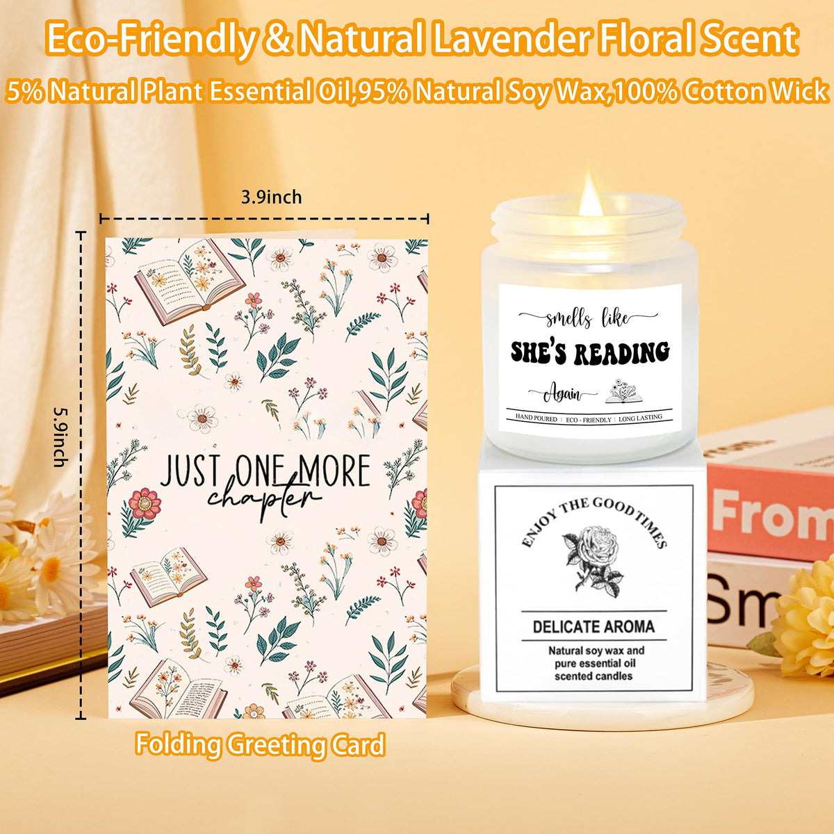 GQDECOR lavender scented candle enhances reading atmosphere