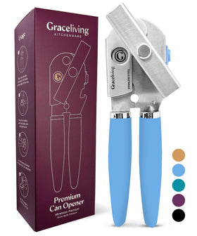 Graceliving premium magnetic can opener blue with rust-resistant steel