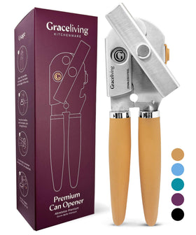 Graceliving premium multifunction magnetic can opener in action for clean, jag-free cuts