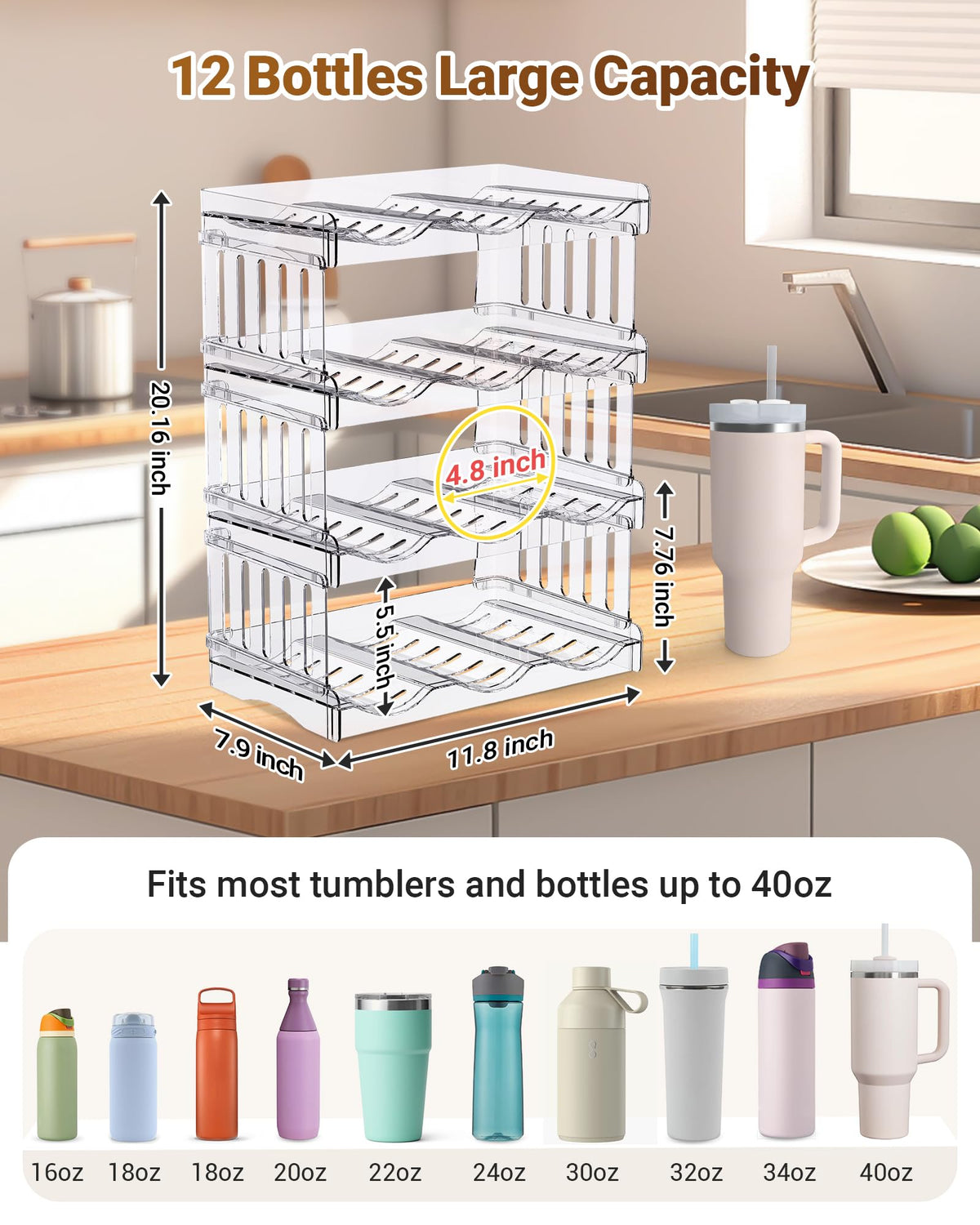 Gracenal BPA-free, rust-proof design simplifies cleaning and storage.