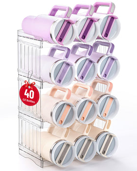 Gracenal large tumbler organizer keeps Stanley 40 oz bottles neatly accessible.