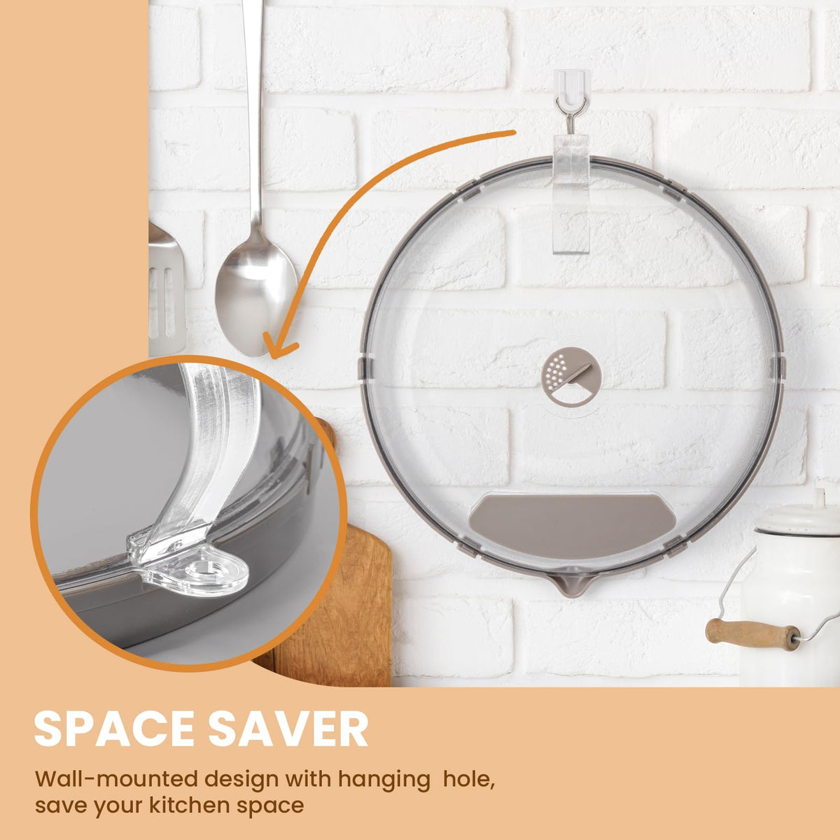 Wall mount hole saves counter space for Gracenal cover