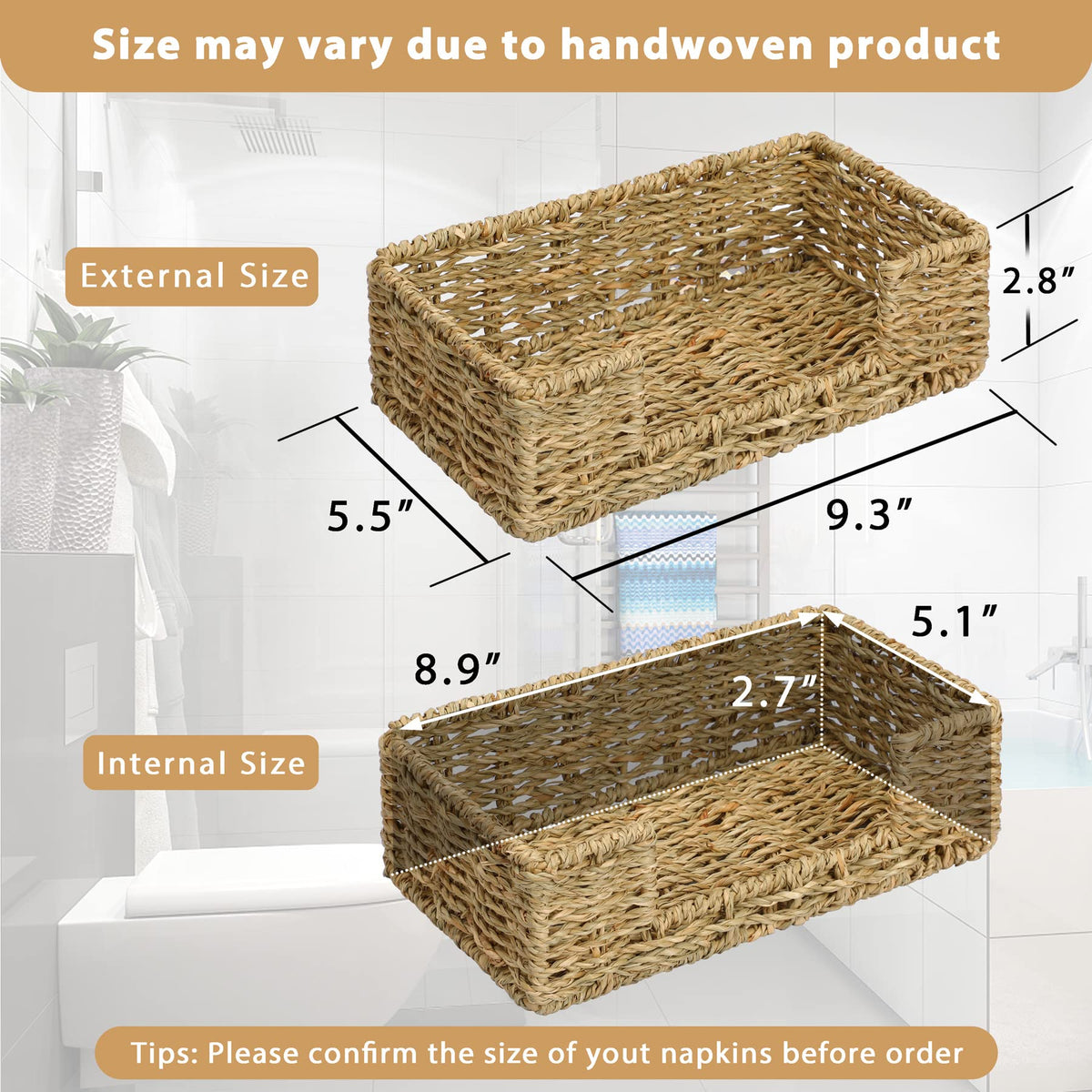 Graciadeco bathroom guest towel basket adds natural charm to bath decor.