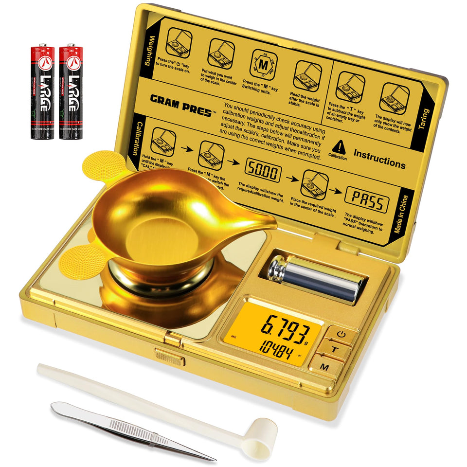 GRAM PRES high-precision scale with 50 g capacity for jewelry and powders.