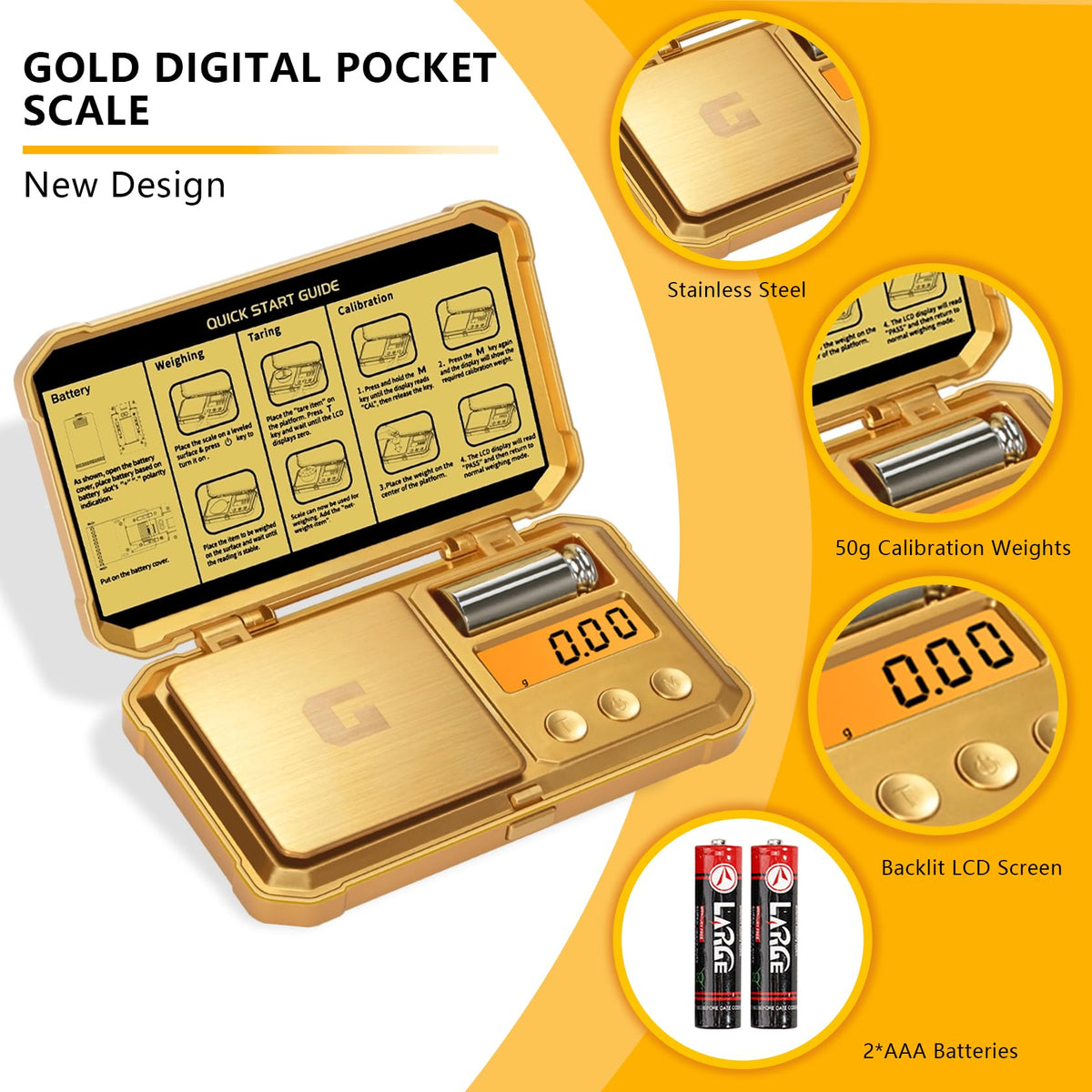 GRAM PRES precision sensor provides stable 0.01 g measurements for small objects.