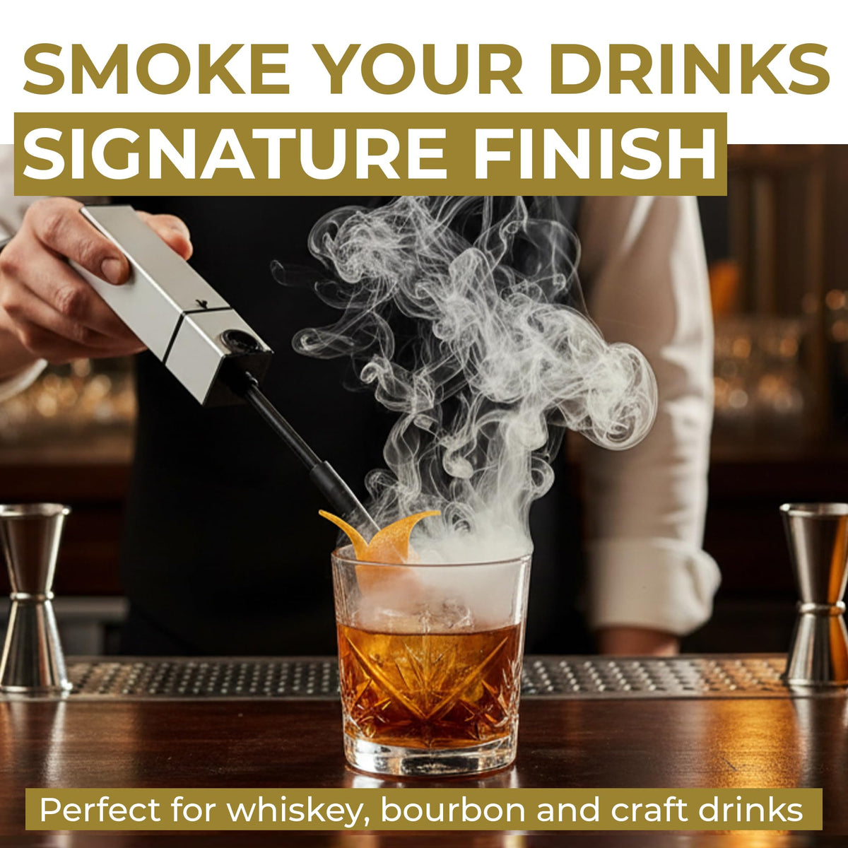 Gramercy Kitchen Cocktail Smoker Kit wood chips included for ready-to-use smoking.