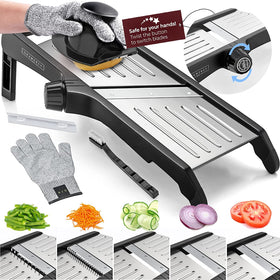Gramercy Mandoline blade close-up with a durable V-shaped blade for precise slicing