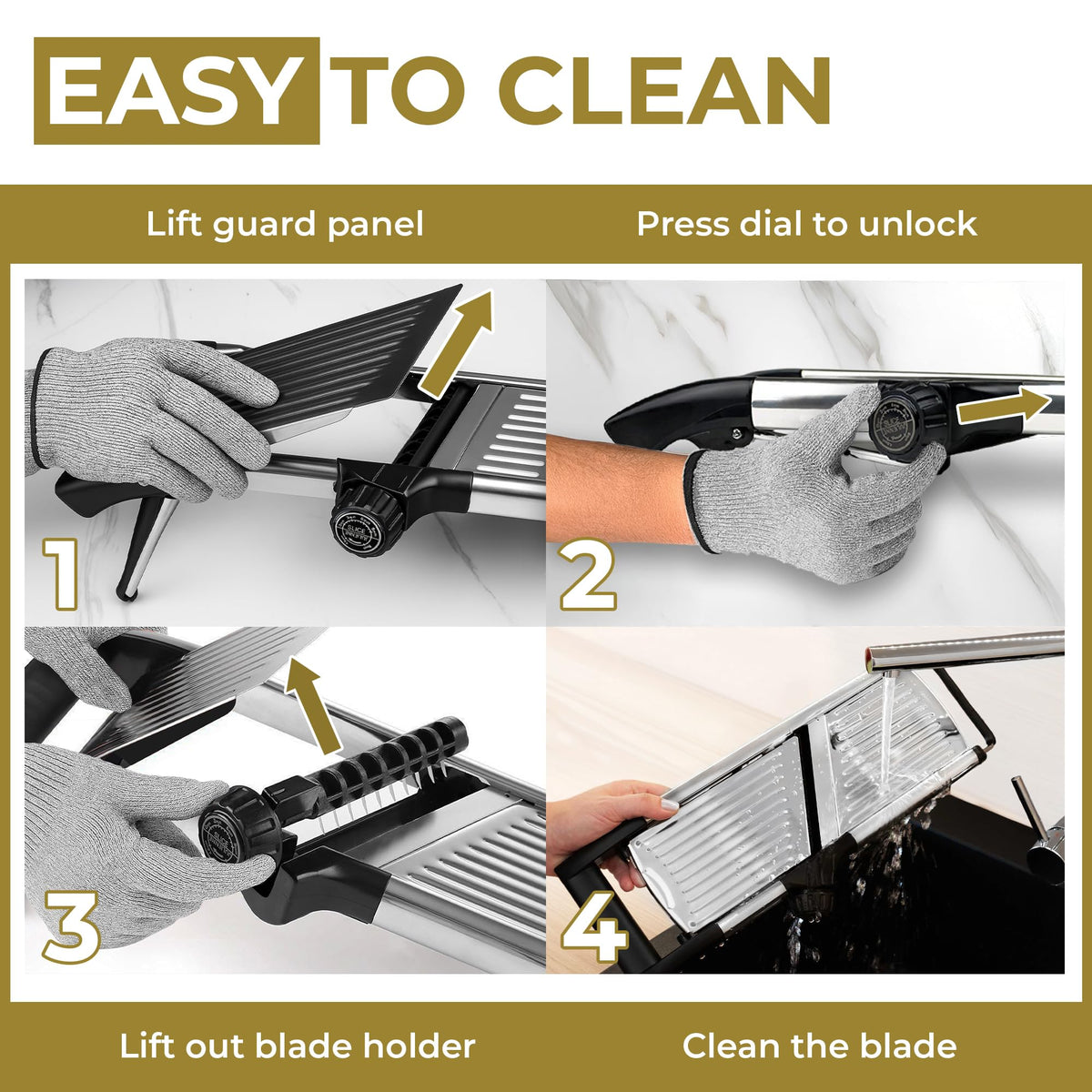 Gramercy mandoline top rack dishwasher safe for easy cleanup.