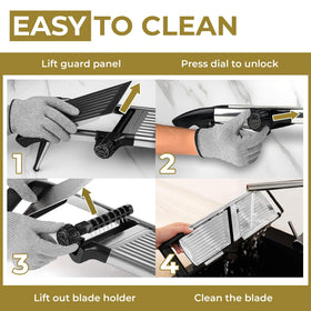 Gramercy mandoline top rack dishwasher safe for easy cleanup.