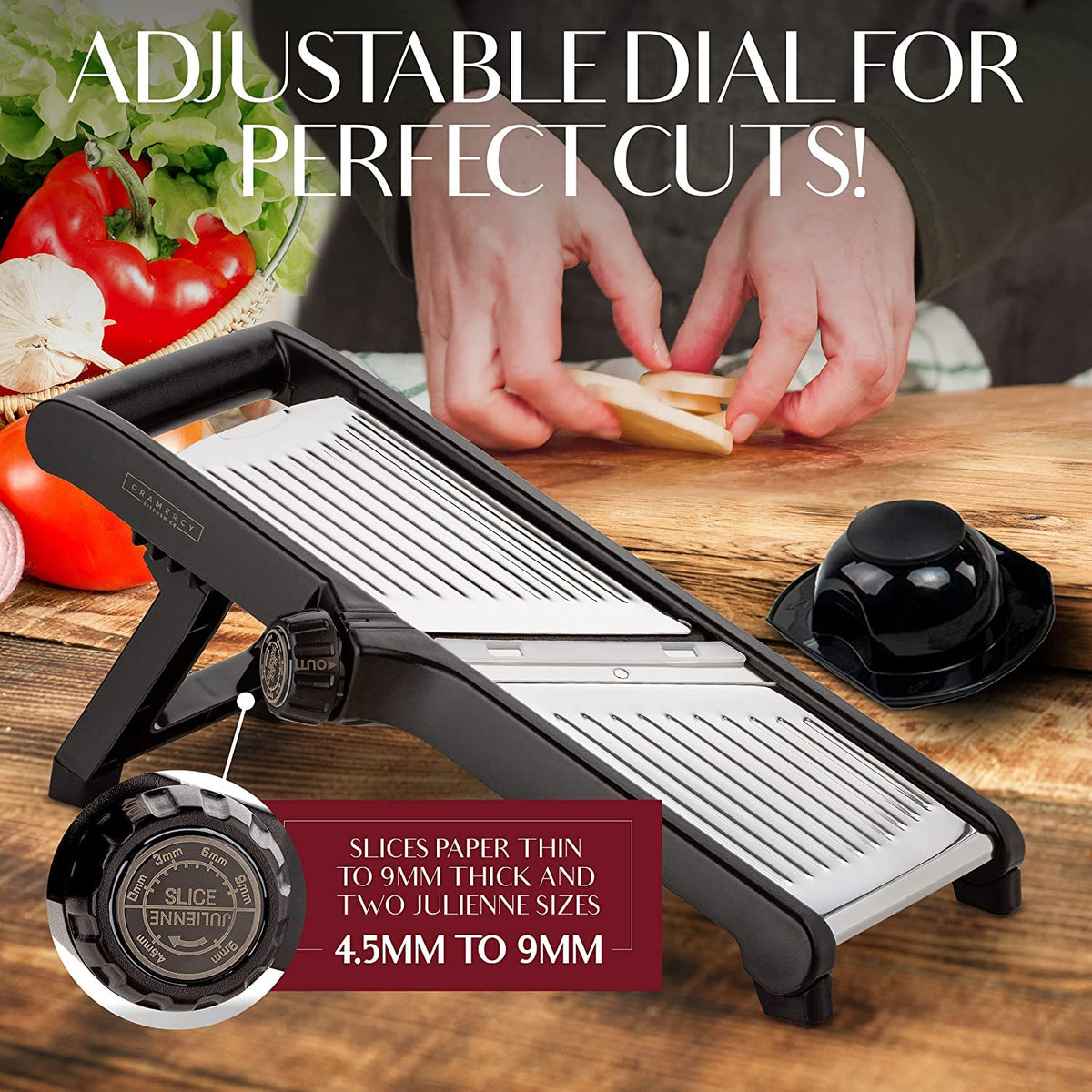 Gramercy Mandoline ergonomic handle for comfortable use