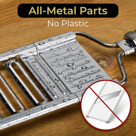 Gramercy mandoline grater blade produces finely shredded textures for toppings.