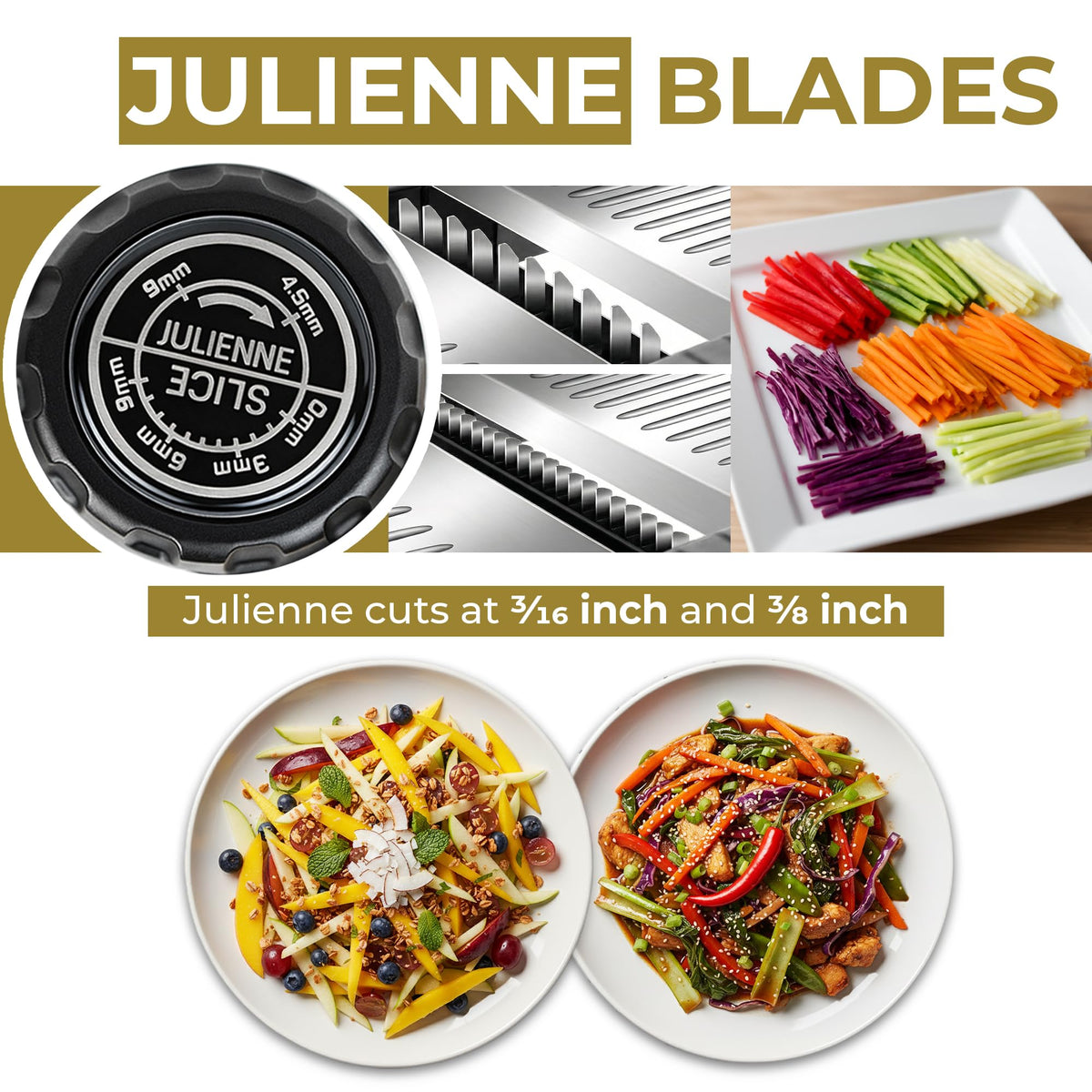 Gramercy mandoline includes cut resistant gloves for safe slicing.