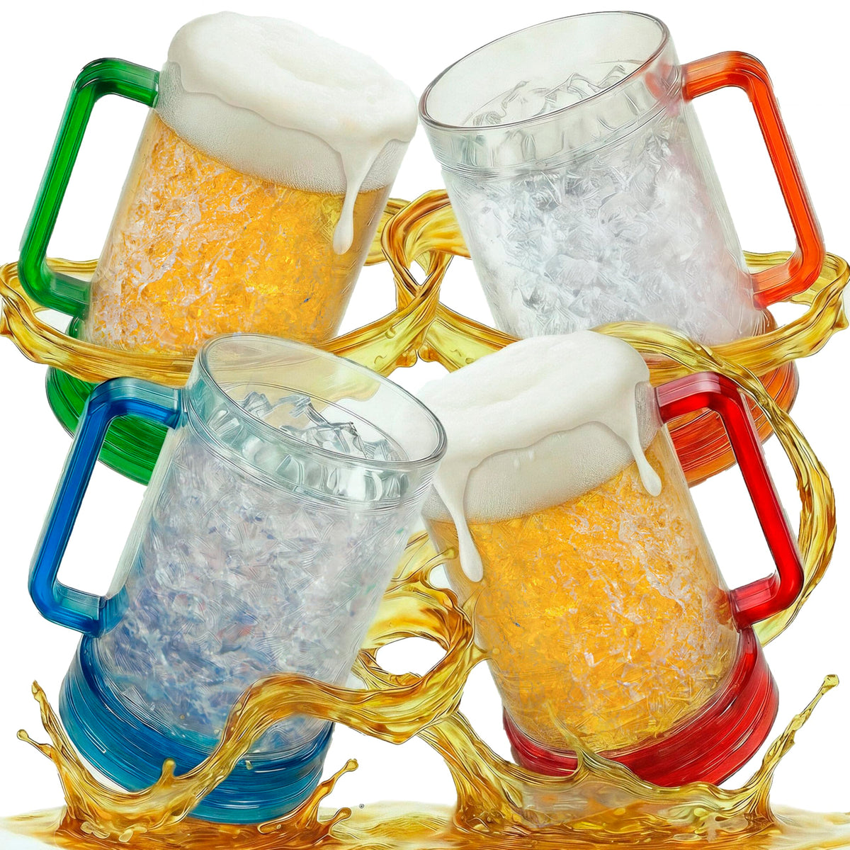 Granatan beer mugs freezer set with red handles keeps drinks cooler at outdoor parties