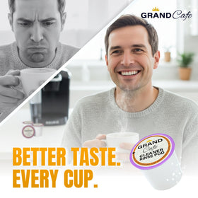Money-back guarantee badge on Grand Cafe de la Gare cleaning pods packaging