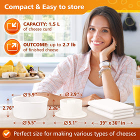 Grand Way cheesecloth 100% cotton for draining and shaping fresh cheeses.