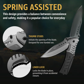 440C stainless steel blade delivers durability and edge retention
