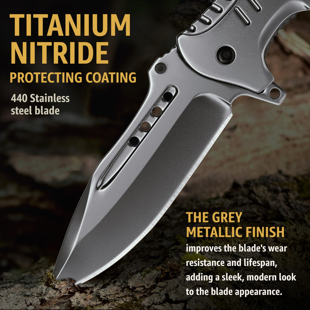 Black oxide coating reduces glare for discreet outdoor use