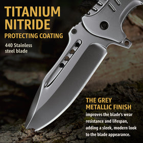 Black oxide coating reduces glare for discreet outdoor use