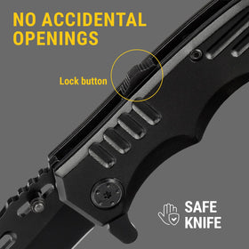 Grand Way lock mechanism with ambidextrous thumb studs for easy deployment.