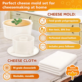 Grand Way mold bottom perforations facilitate whey drainage during pressing.