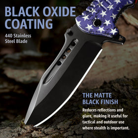 Grand Way patriotic knife in compact size for camping and travel.