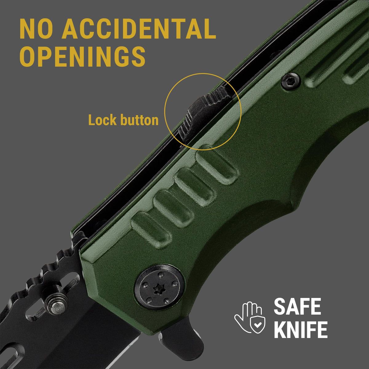 Grand Way pocket clip attachment shown for easy securing on gear