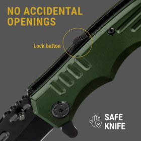 Grand Way pocket clip attachment shown for easy securing on gear