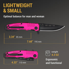 Grand Way knife with pink pocket clip offers secure carry