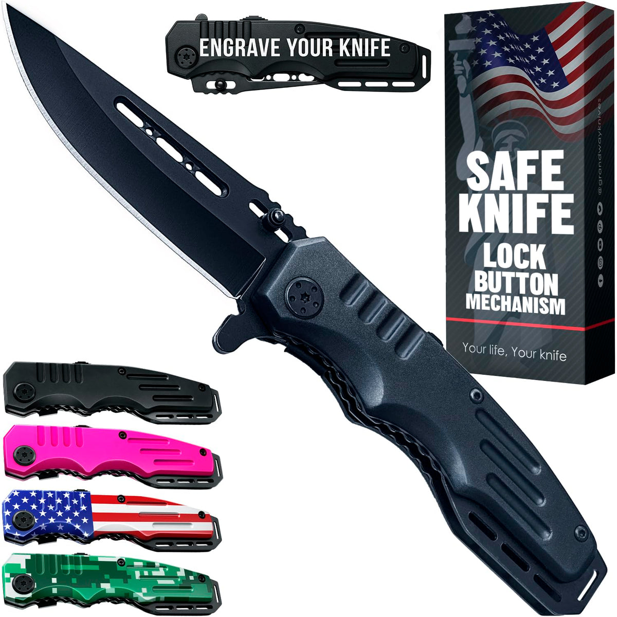 Grand Way 6681 G pocket knife in closed position for everyday carry.