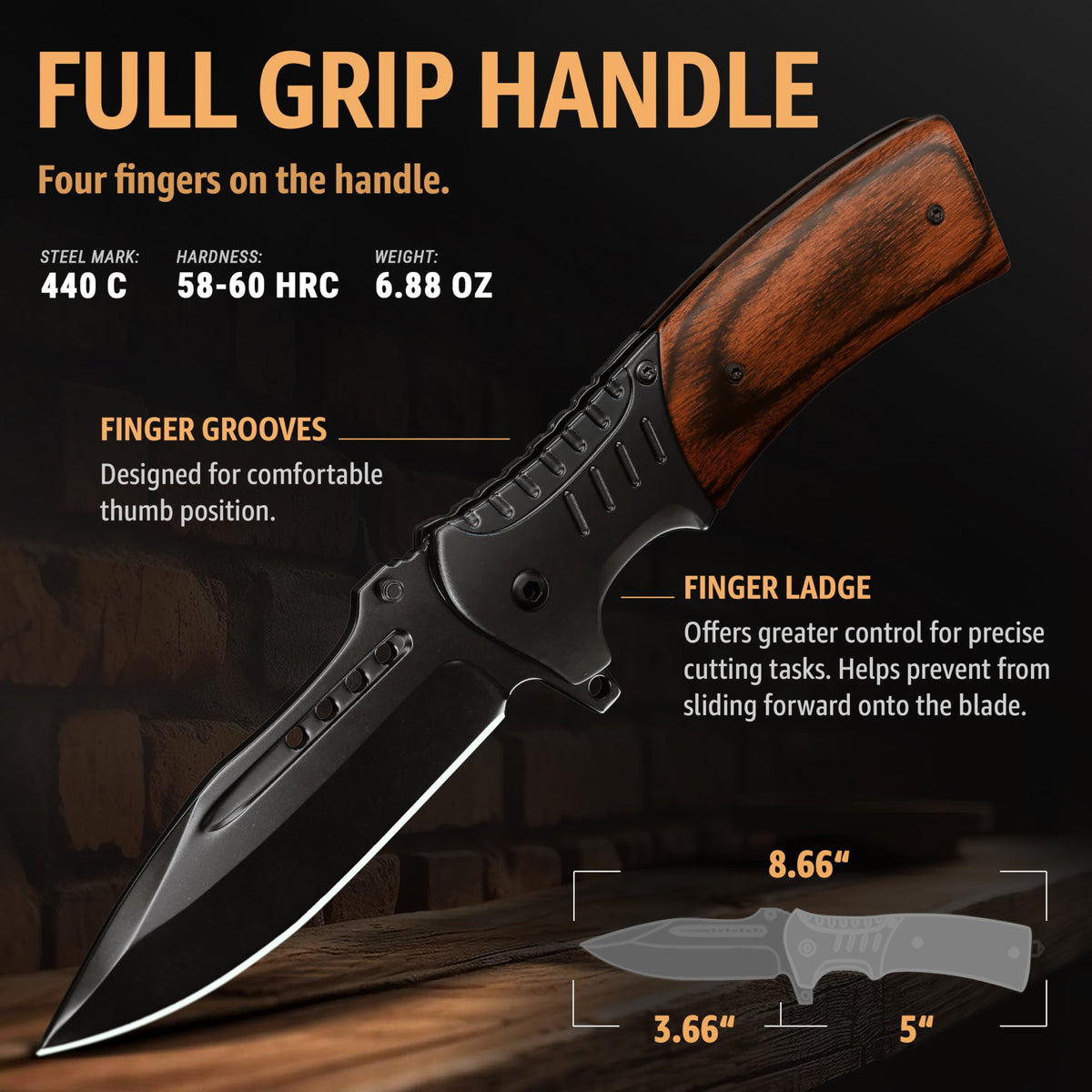 Grand Way pocket knife folding clip in use for easy carry on hikes