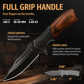 Grand Way pocket knife folding clip in use for easy carry on hikes