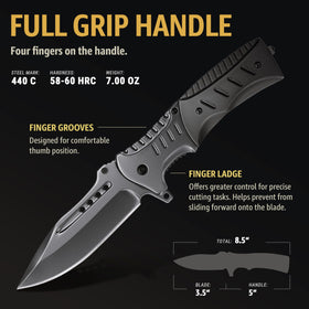 Grand Way pocket clip keeps the knife secure in your pocket