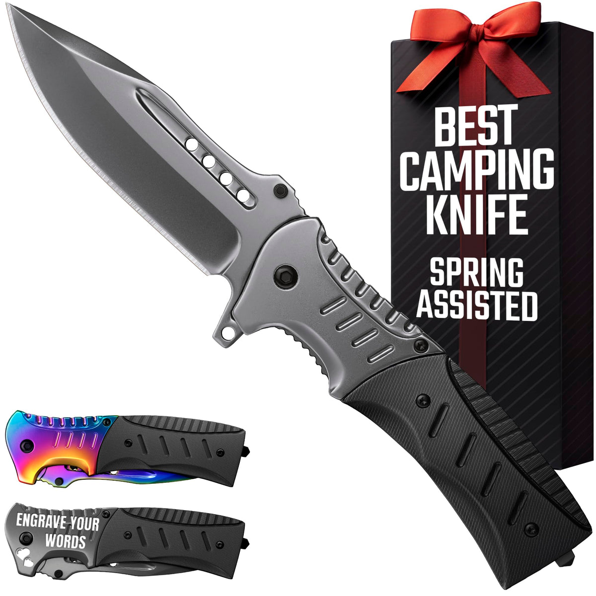 Grand Way pocket knife with spring-assisted deployment for quick one-handed use