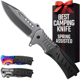 Grand Way pocket knife with spring-assisted deployment for quick one-handed use