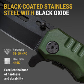 Grand Way knife safety lock mechanism emphasized for secure blade opening