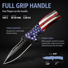 Grand Way knife with glass breaker tip for emergency-ready versatility.