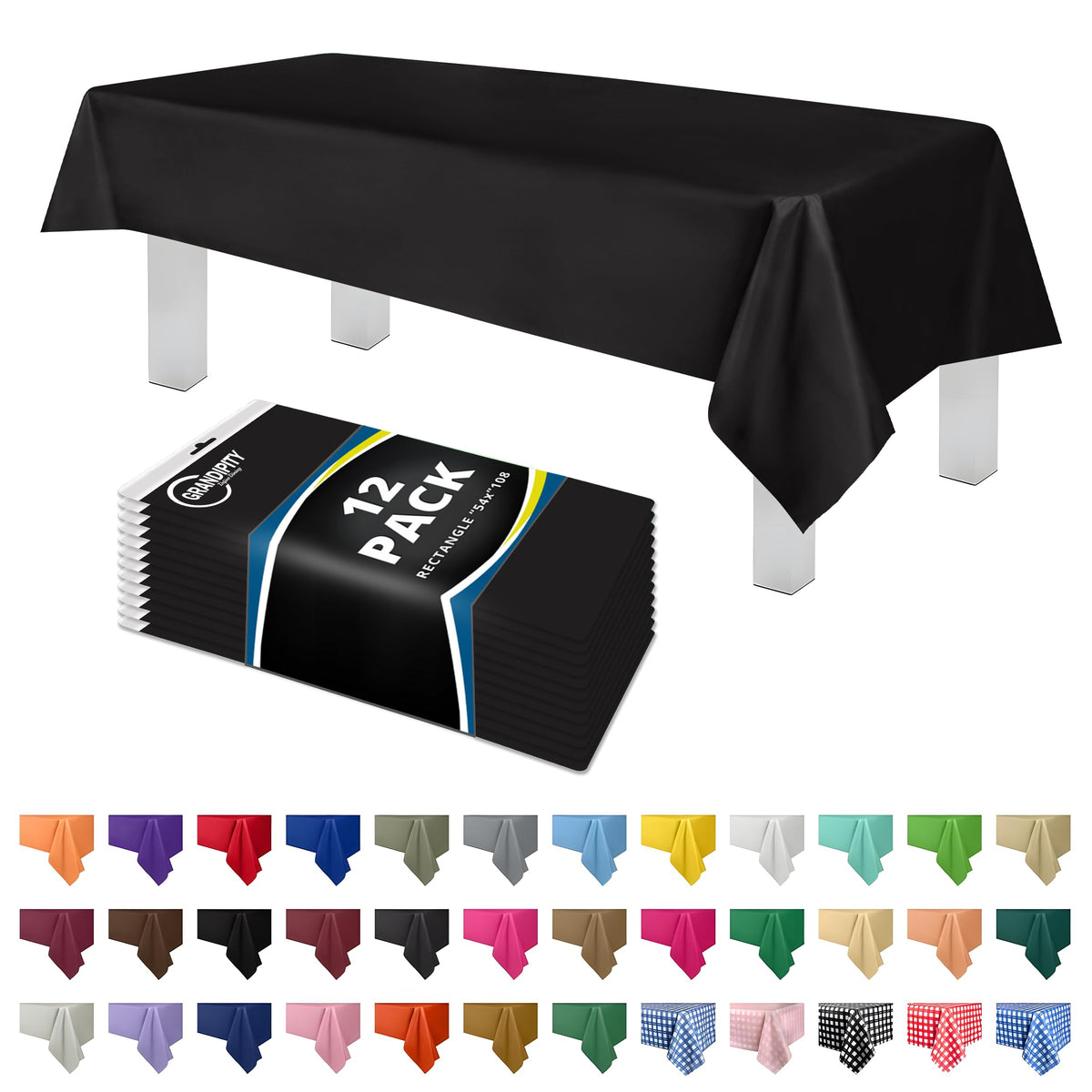 Grandipity 12-pack tablecloth unfolded showing full 54x108 inch coverage for large tables