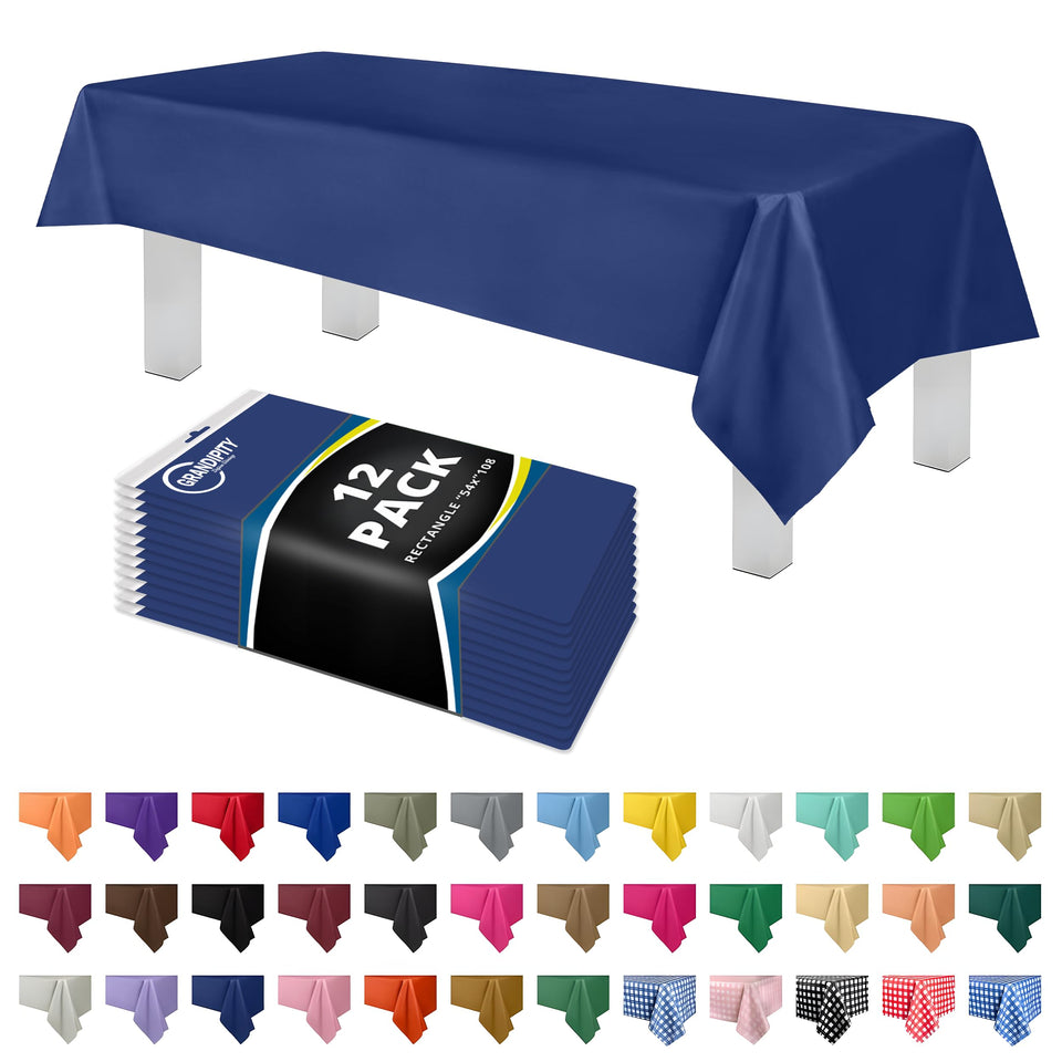 Grandipity navy 12-pack tablecloth 54x108 ready for large dining setups and protection