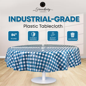 Grandipity 12-pack disposable tablecloths shown as budget-friendly party supply.