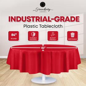 Grandipity fade and tear resistant red tablecloth for mess-free events.