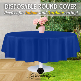 Grandipity blue tablecloth demonstrating quick cleanup after use