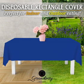 Grandipity fade-resistant plastic tablecloth for indoor or outdoor use.