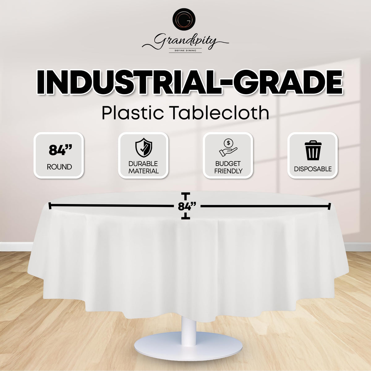 Grandipity disposable six-pack tablecloth ready for quick cleanup after events