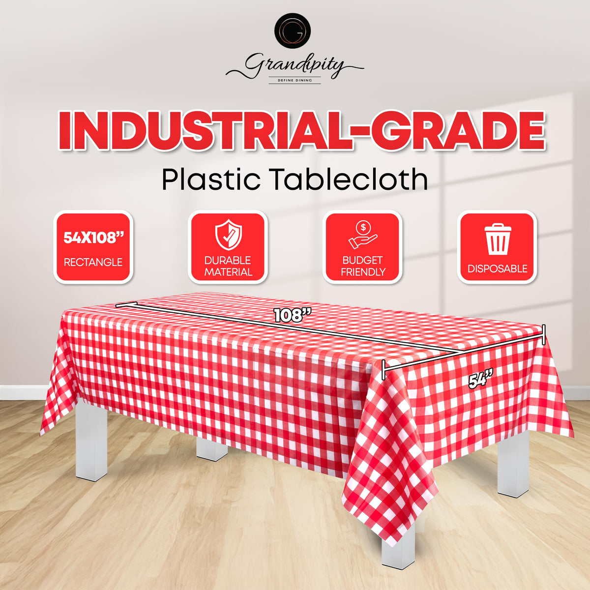 Grandipity disposable rectangle tablecloth ready for quick cleanup after meals