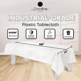 Grandipity disposable tablecloth protects surfaces from spills during outdoor events.