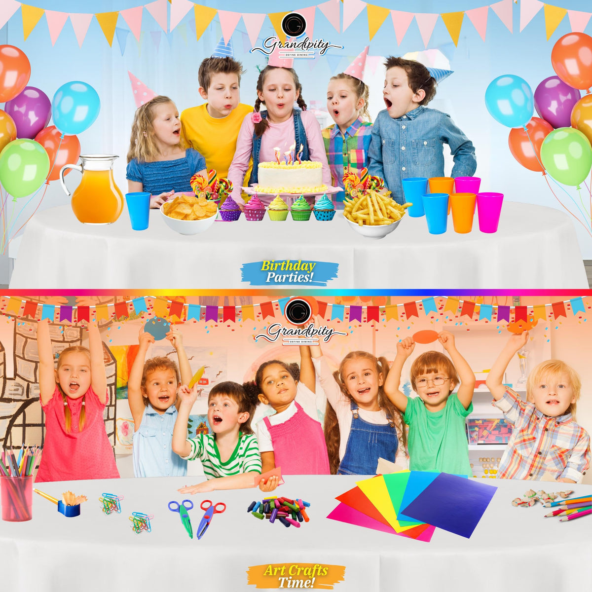 Grandipity easy-cleanup tablecloth rolls up neatly after dining